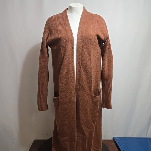 Halogen Open Front Long Cardigan Sweater Womens Size Small Cashmere Wool Blend - Picture 1 of 9
